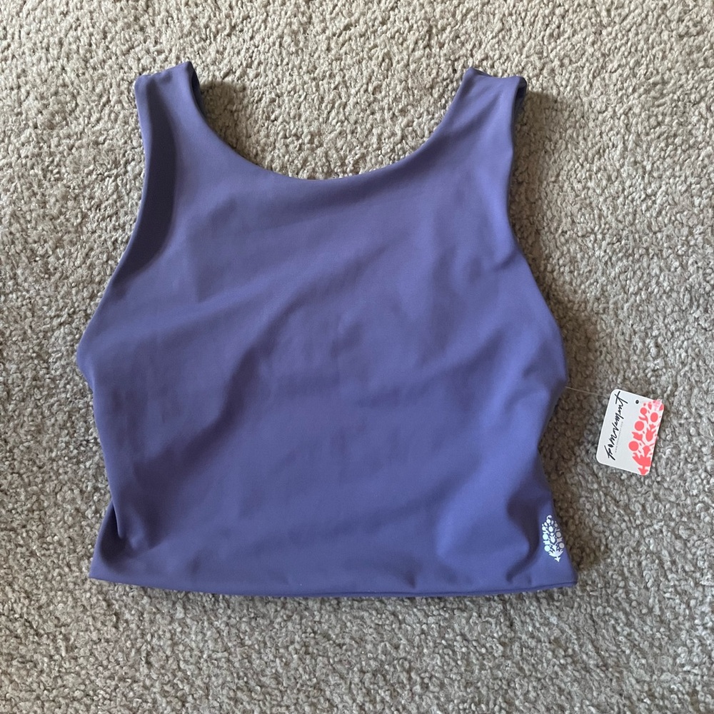 Blue and Purple Fitted Crop Tank Top